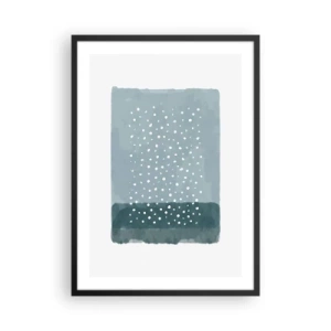 Plakat i sort ramme - En abstrakt komposition med hvide prikker på en blå baggrund. - 50x70cm - Dyrket i blåt - Moderne vægdekoration til stue og soveværelse ARTTOR