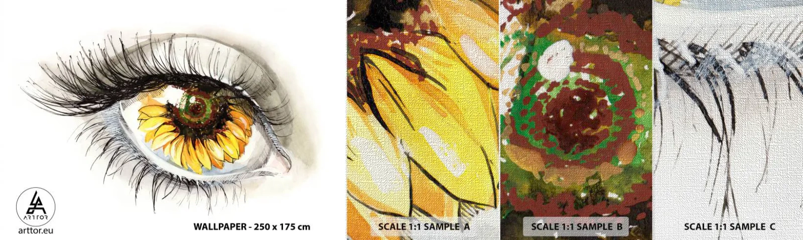 Prøve Fototapet Premium Canvas - Et look lige så varmt som sommeren - Abstraktion, Grafik, Øje - 100x30 cm