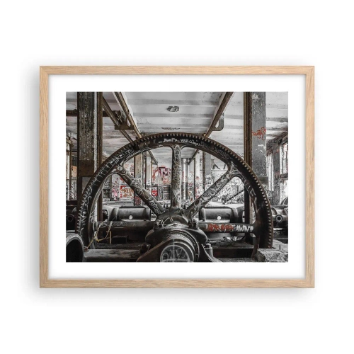 Plakat i ramme af lyst egetræ - Fabrikkens hemmelige liv - 50x40 cm