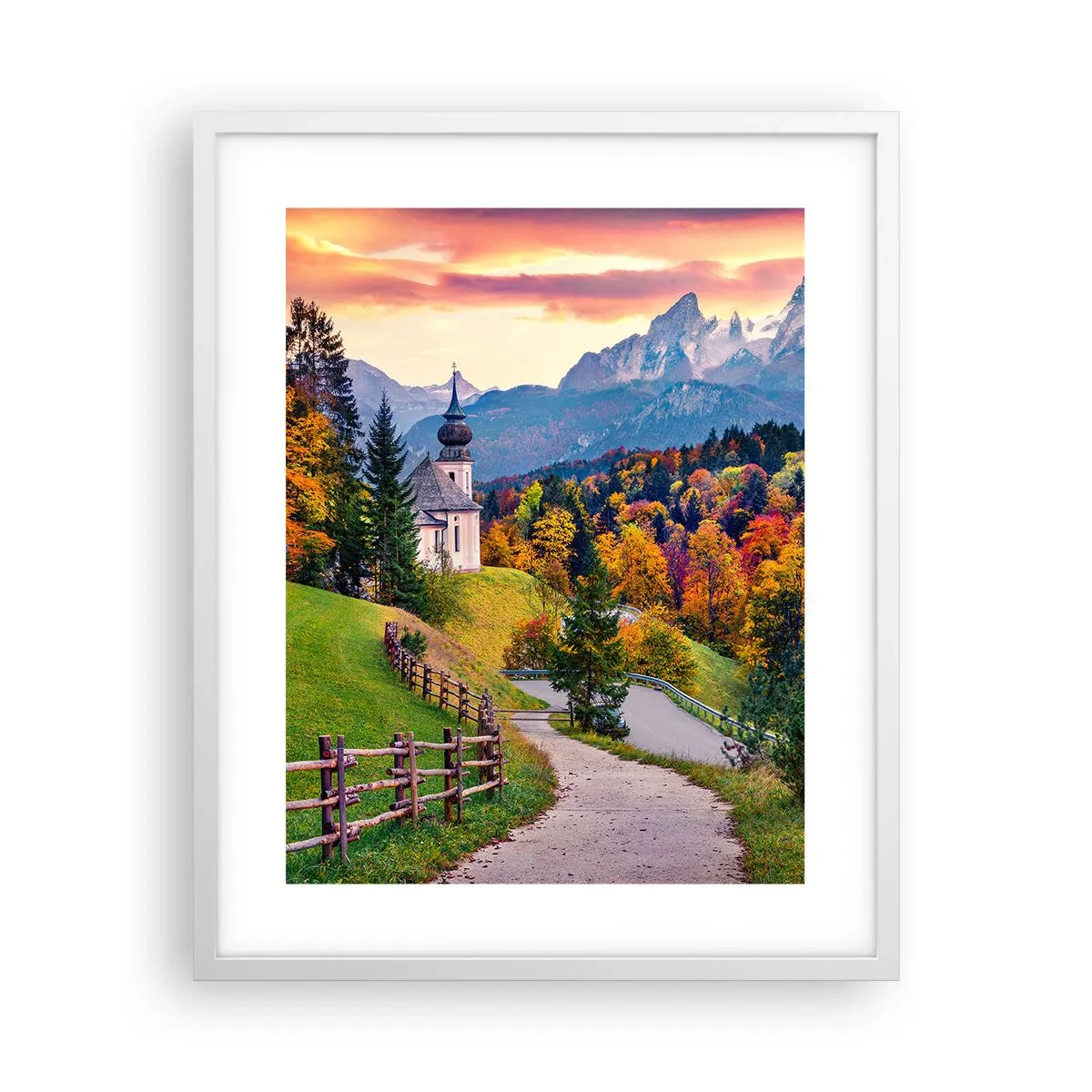 Plakat i hvid ramme - Landskab som maleri - 40x50 cm