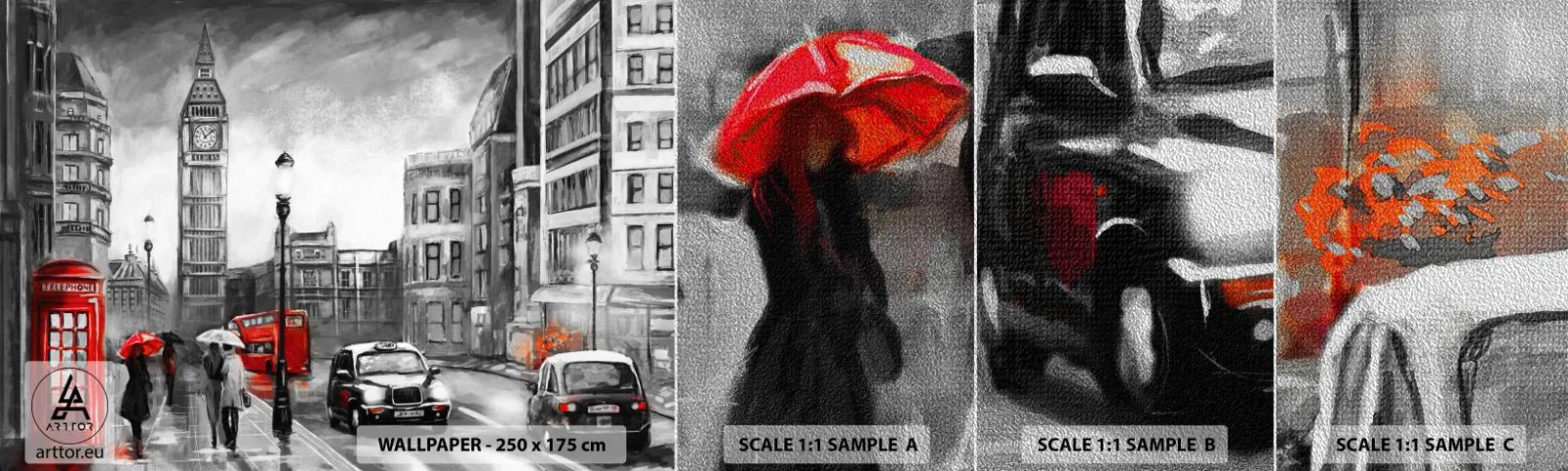 Prøve Fototapet Premium Sand - Overhovedet ikke en grå by - London, By, Arkitektur - 100x30 cm