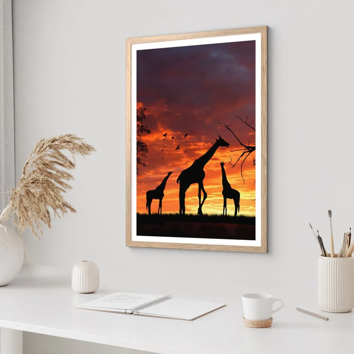 Plakat i ramme af lyst egetræ - En lille middag med dem, du holder af - 30x40 cm