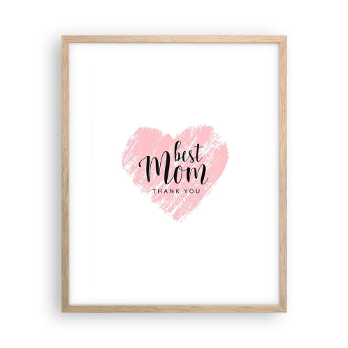 Plakat i ramme af lyst egetræ - Altid det rette øjeblik - 40x50 cm