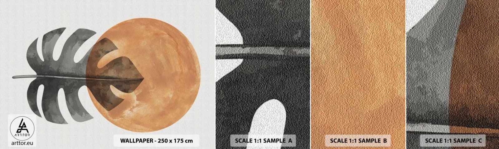 Prøve Fototapet Selvklæbende Deluxe Sticker - Altid solen - Blad, Sol, Boho - 100x30 cm