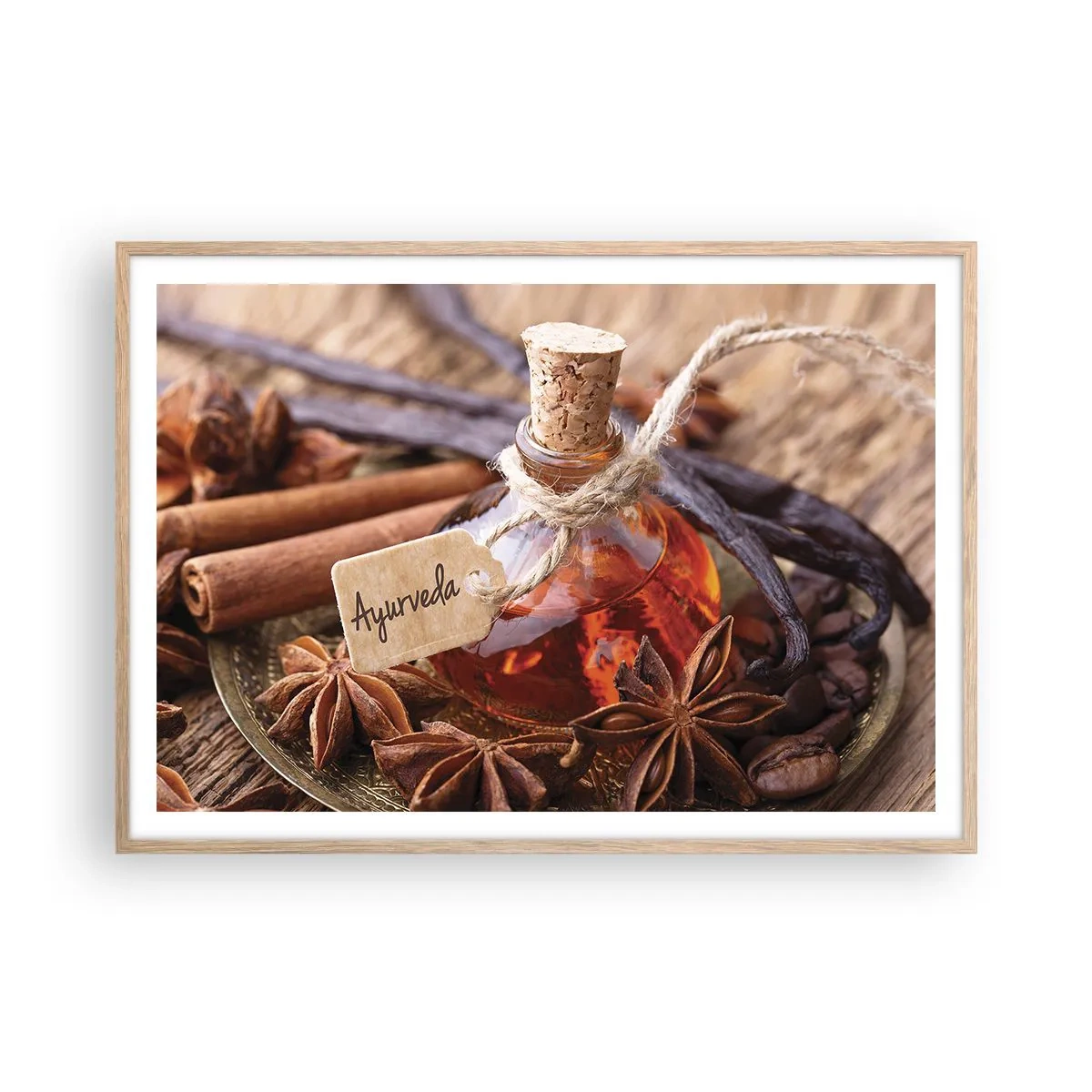 Plakat i ramme af lyst egetræ - På vej mod enhed af krop og ånd - 100x70 cm