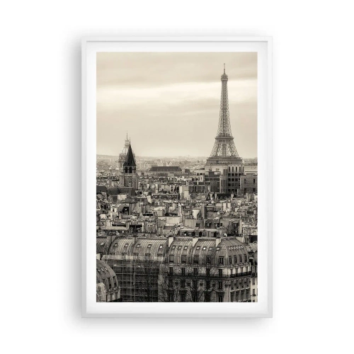 Plakat i hvid ramme - Over Paris' hustage - 61x91 cm