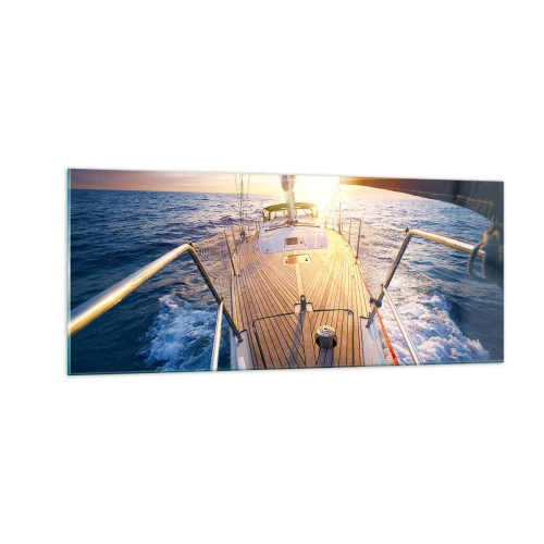 Billede på glas - Løber på bølgerne - 100x40 cm