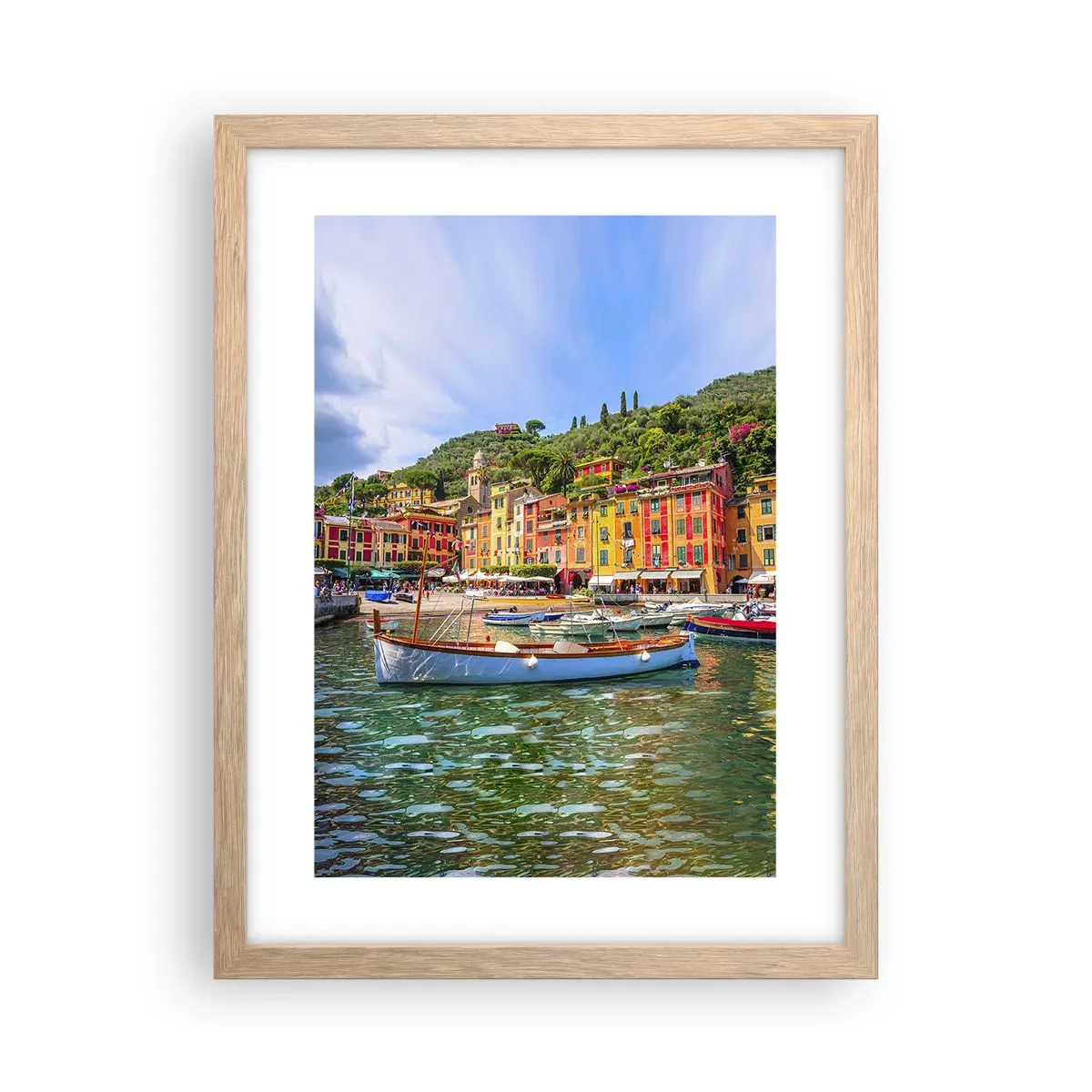 Plakat i ramme af lyst egetræ - En italiensk morgen - 30x40 cm