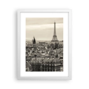 Plakat i hvid ramme - Over Paris' hustage - 30x40 cm