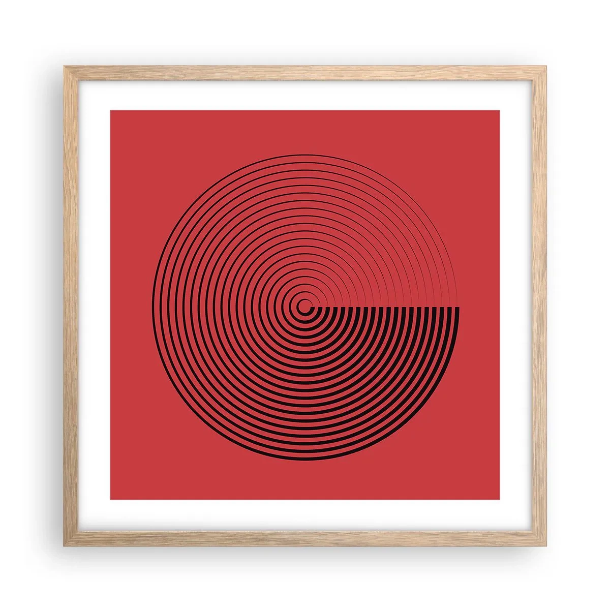 Plakat i ramme af lyst egetræ - Cirkulær bevægelse - 50x50 cm