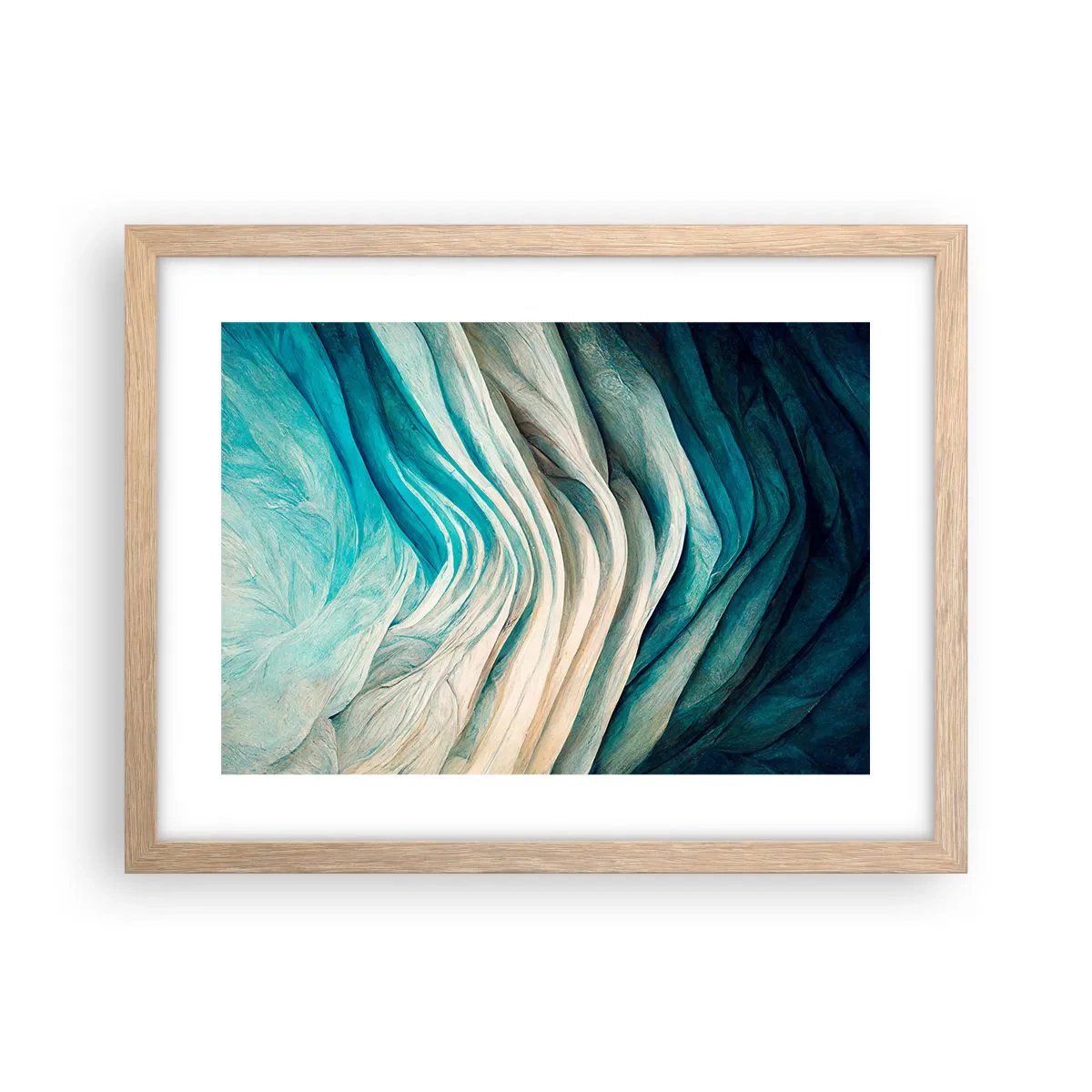 Plakat i ramme af lyst egetræ - Blå umættelighed - 40x30 cm