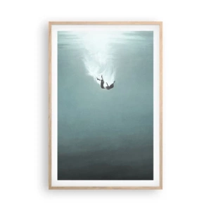 Plakat i ramme af lyst egetræ - I havets favntag - 61x91 cm
