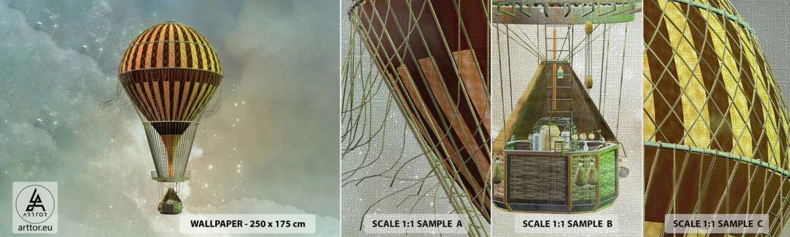 Prøve Fototapet Premium Canvas - Banebrydende flyvninger - Ballon, Flyve, Skyer - 100x30 cm