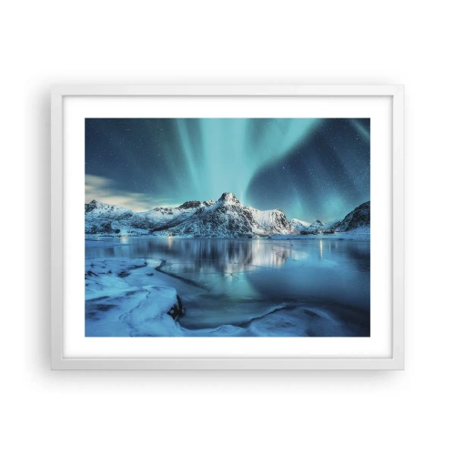 Plakat i hvid ramme - Nat med lys - 50x40 cm