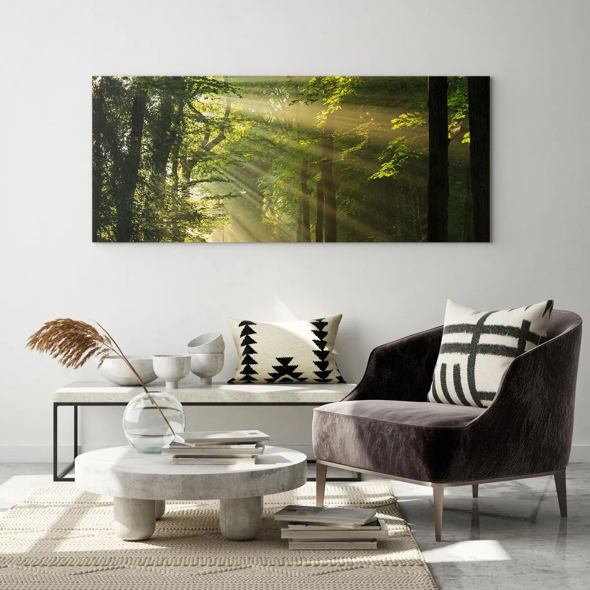 Billede på glas - Øjeblik i skoven - 90x30 cm