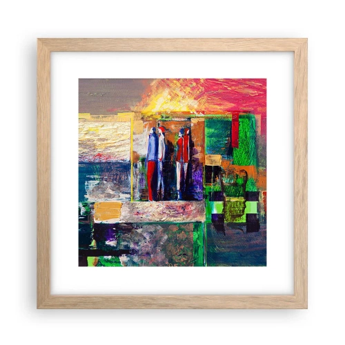 Plakat i ramme af lyst egetræ - Forhold og følelser - 30x30 cm