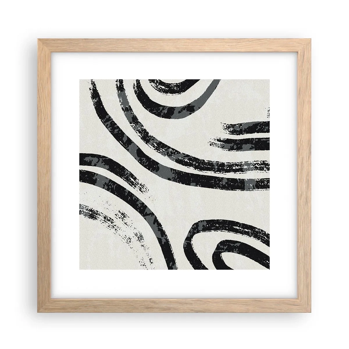 Plakat i ramme af lyst egetræ - Halvt stoppet - 30x30 cm