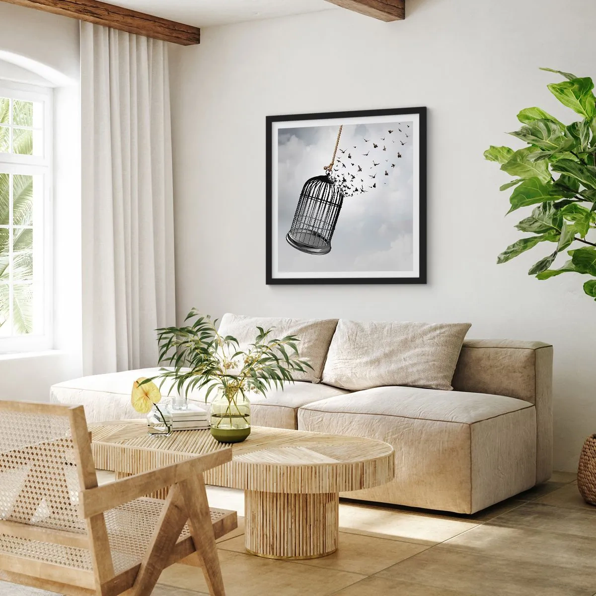 Plakat i sort ramme - Tro...håb...frihed! - 60x60 cm