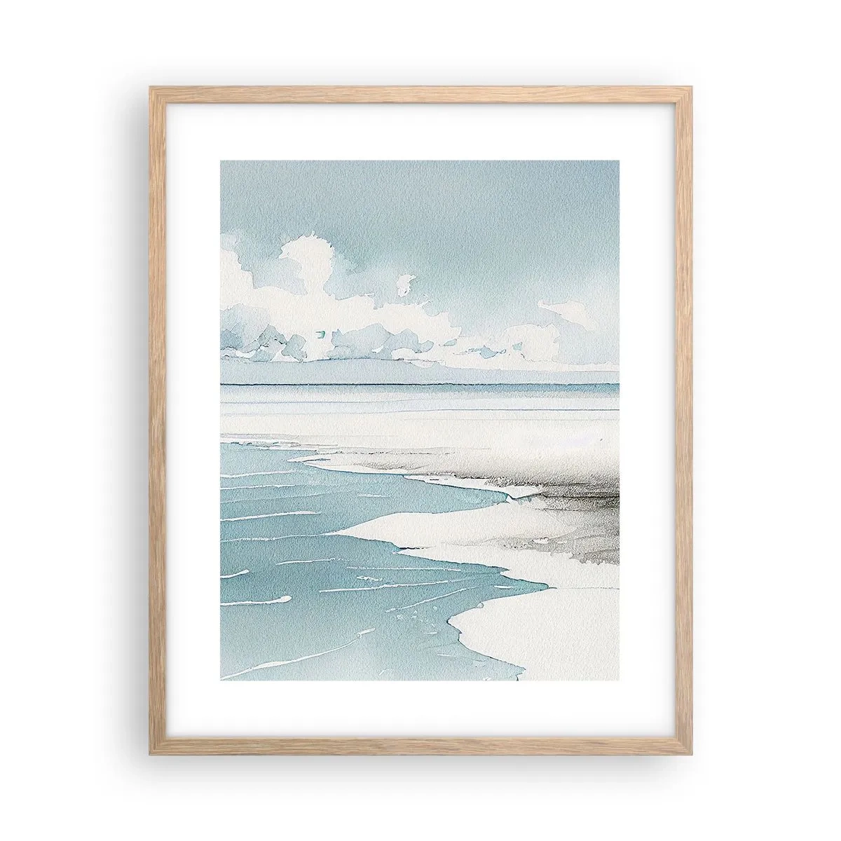 Plakat i ramme af lyst egetræ - Blidt tidevand - 40x50 cm