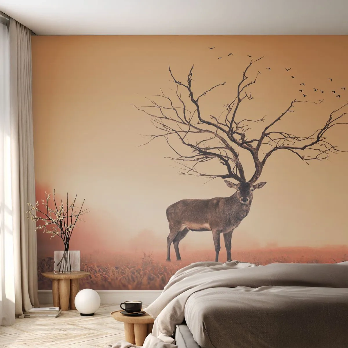 Fototapet Standard Eco - Urhjort - skovens evige ånd - Abstraktion, Hjort, Natur - 200x140 cm