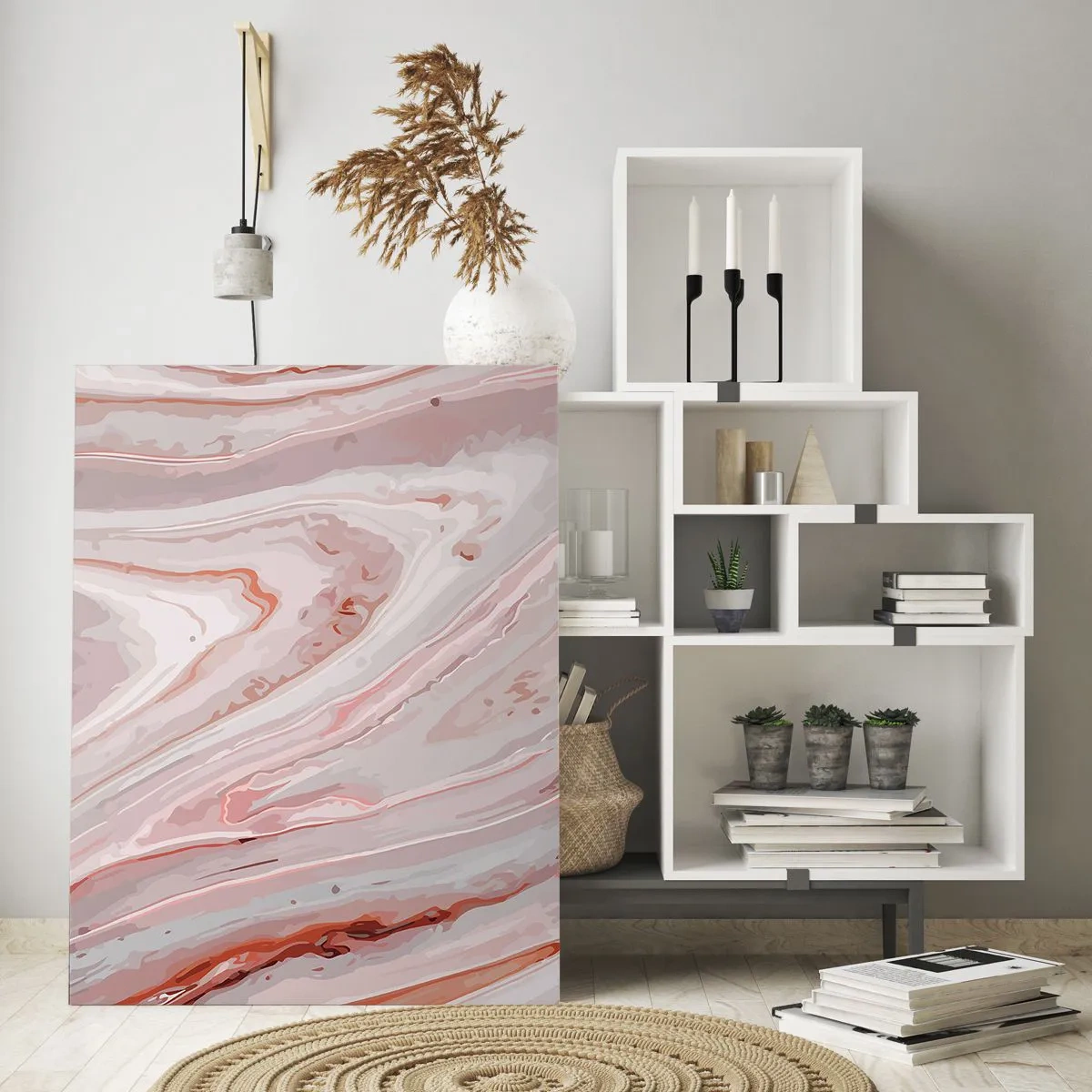Billede på glas - Flydende lyserødt - 50x70 cm