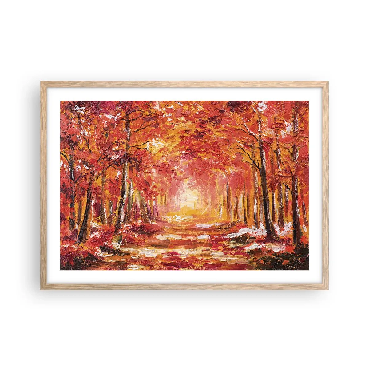 Plakat i ramme af lyst egetræ - Kobberskov - 70x50 cm