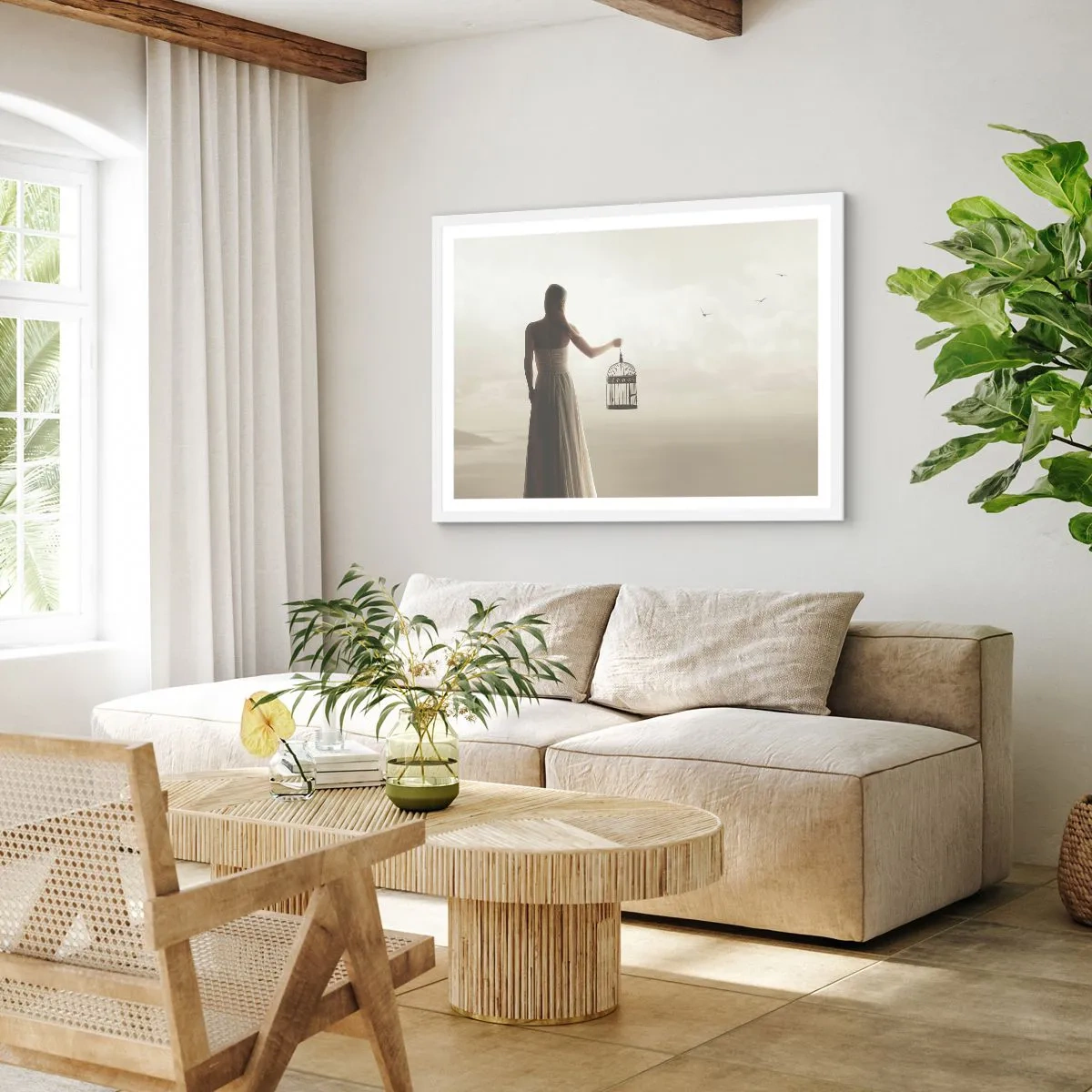 Plakat i hvid ramme - Vær fri - 91x61 cm