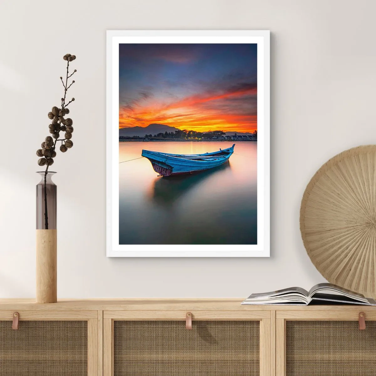 Plakat i hvid ramme - En god nat er på vej - 30x40 cm