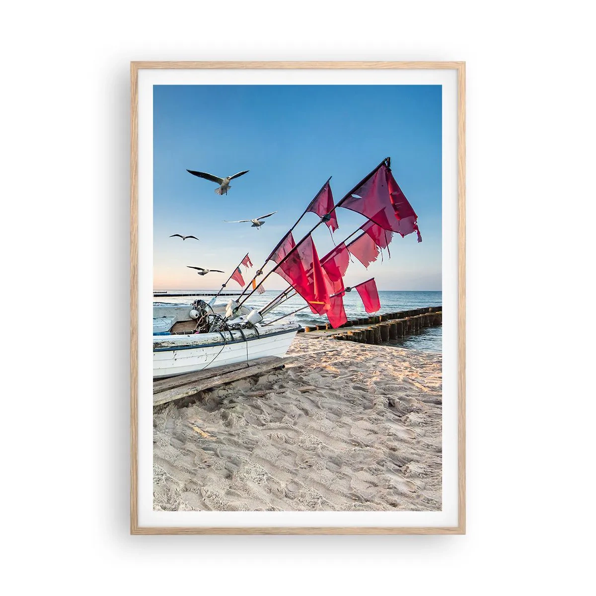 Plakat i ramme af lyst egetræ - Et velfortjent hvil - 70x100 cm