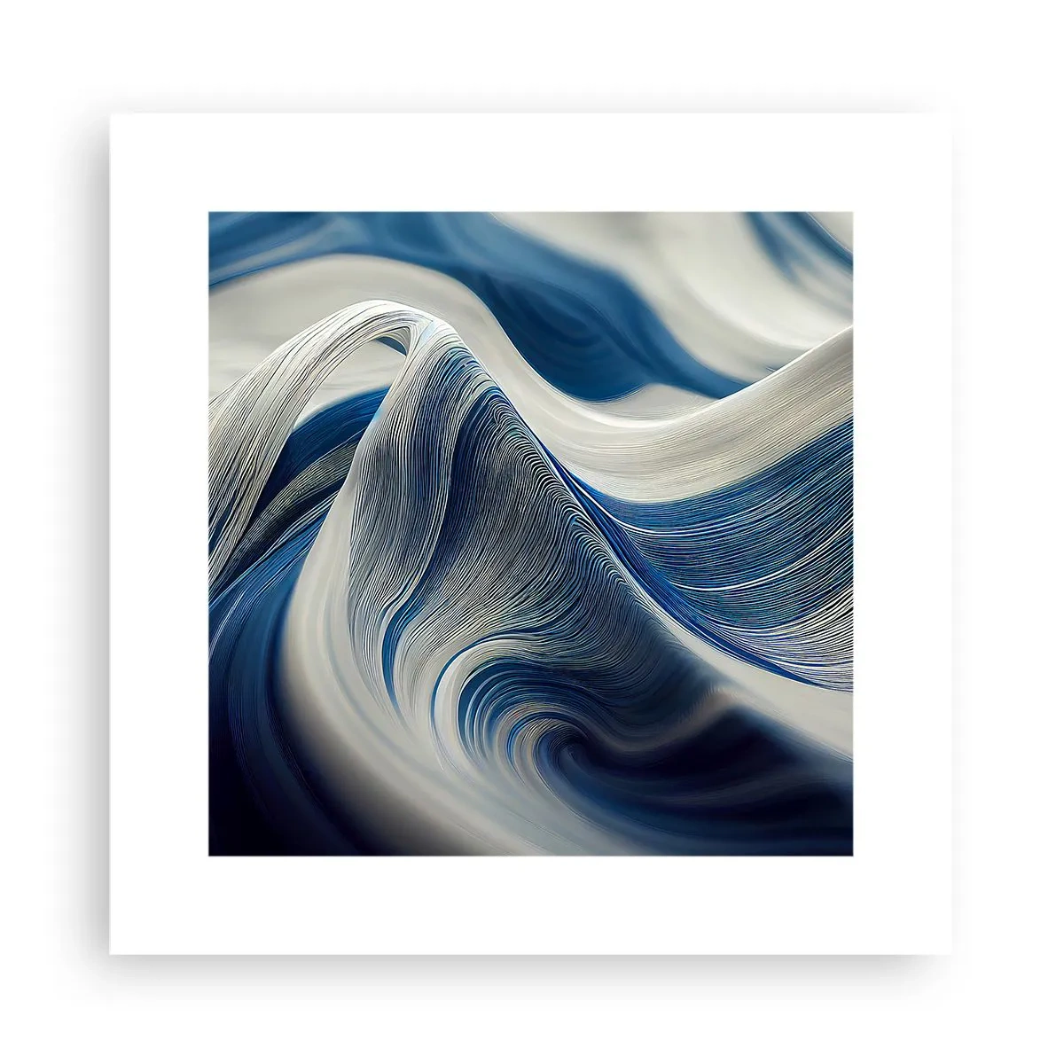 Plakat - Flydende blå og hvide farver - 30x30 cm