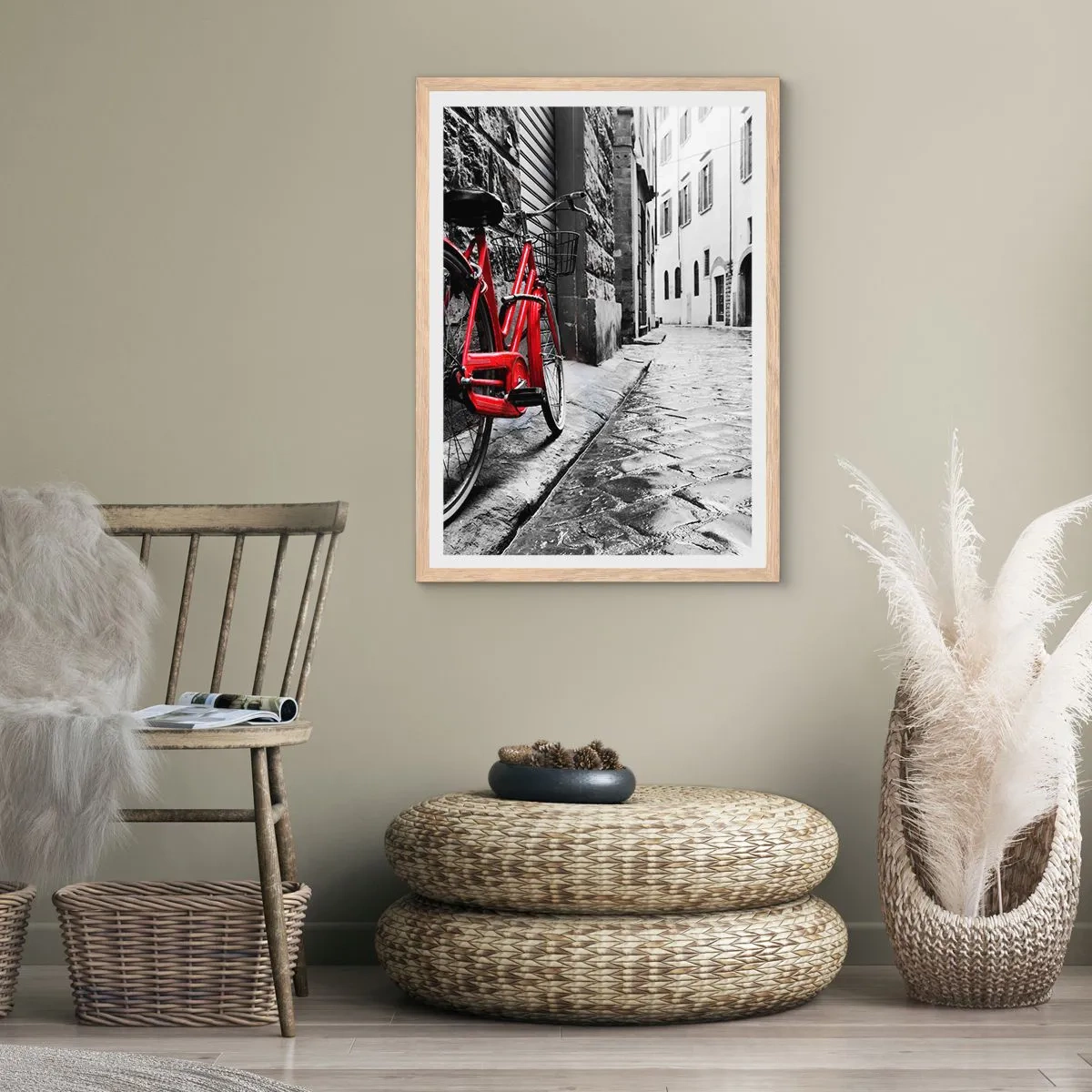 Plakat i ramme af lyst egetræ - Ægte skønhed ældes ikke - 50x70 cm