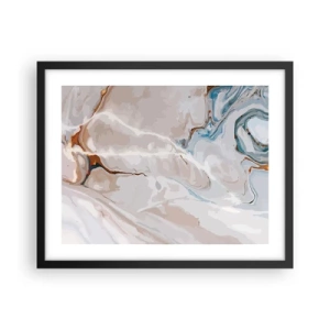 Plakat i sort ramme - Blå slynger sig under det hvide - 50x40 cm