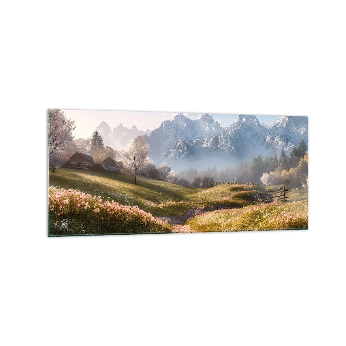 Billede på glas - Idyllisk dal - 120x50 cm