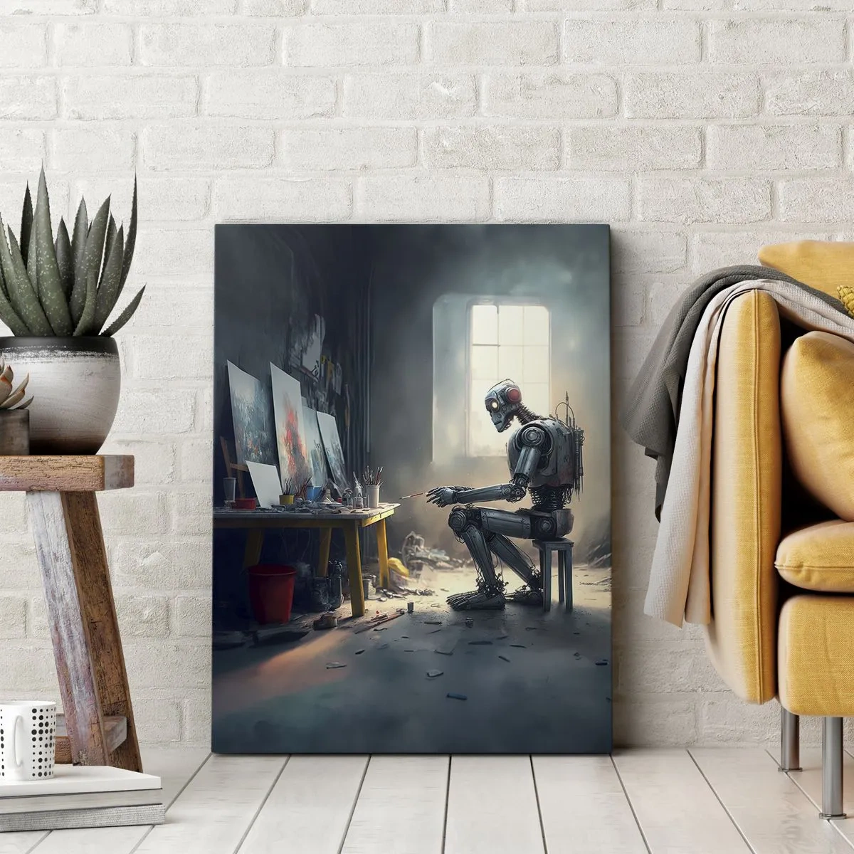 Lærredstryk - Billede på lærred - Den skabende handling - 50x70 cm