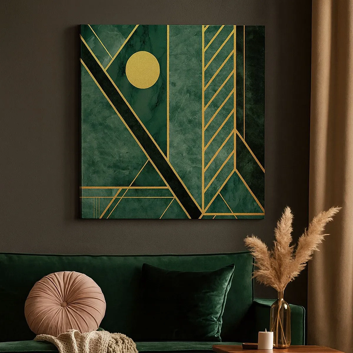 Lærredstryk - Billede på lærred - Dynamikken i guld og azurblå - 30x30 cm