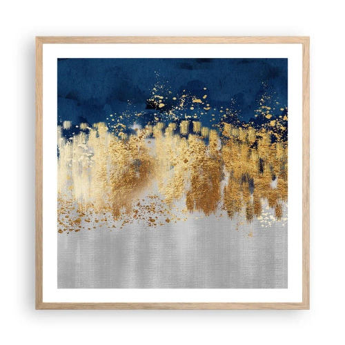 Plakat i ramme af lyst egetræ - Moderne komposition med gnist - 60x60 cm