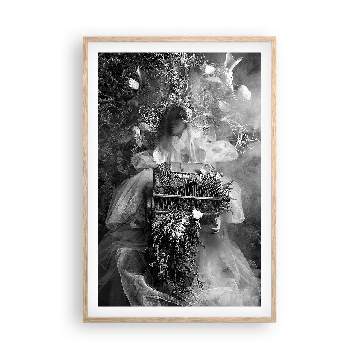 Plakat i ramme af lyst egetræ - Selve Moder - Naturen - 61x91 cm