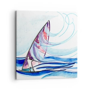 Lærredstryk - Billede på lærred - Med vinden i bølgernes rytme - 70x70 cm