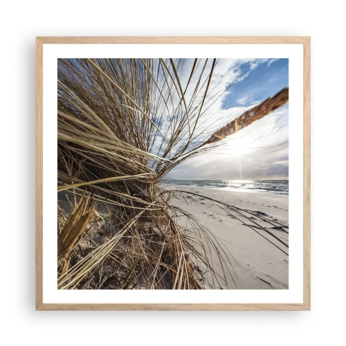 Plakat i ramme af lyst egetræ - Et møde mellem elementerne - 60x60 cm