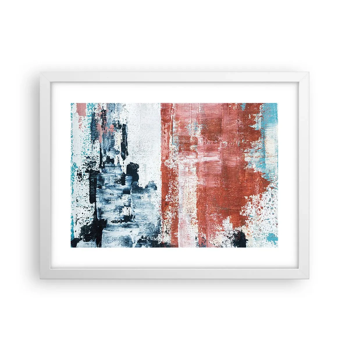 Plakat i hvid ramme - Abstrakt halvt og halvt - 40x30 cm