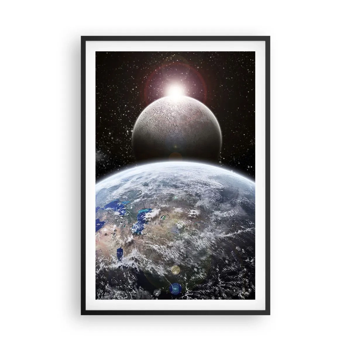 Plakat i sort ramme - Kosmisk landskab - solopgang - 61x91 cm