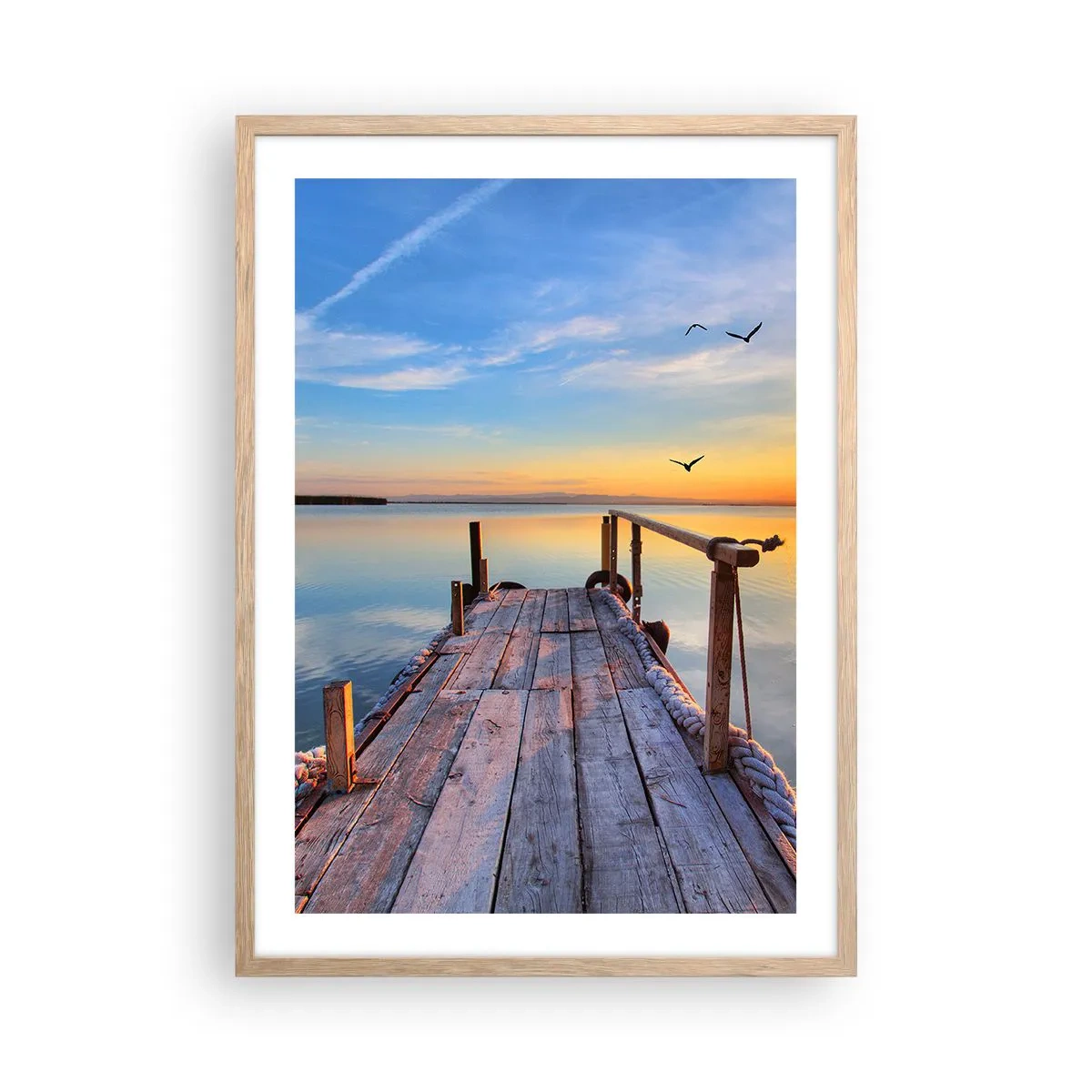 Plakat i ramme af lyst egetræ - Går fremad mod solen - 50x70 cm