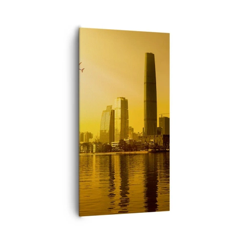 Lærredstryk - Billede på lærred - Gylden by - 65x120 cm