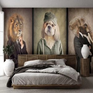 Fototapet Premium Canvas - Jeg foretrækker afslappethed - Abstraktion, Løve, Hund - 450x315 cm