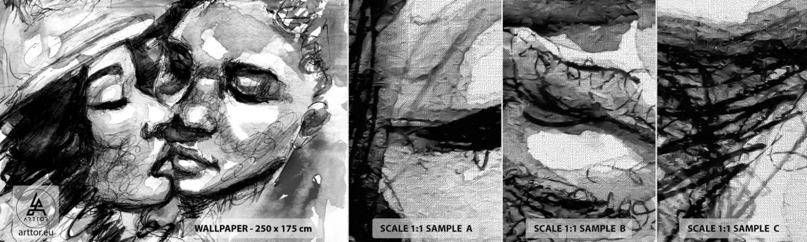 Prøve Fototapet Premium Canvas - Et ømt øjeblik - Kys, Elsker, Elskere - 100x30 cm