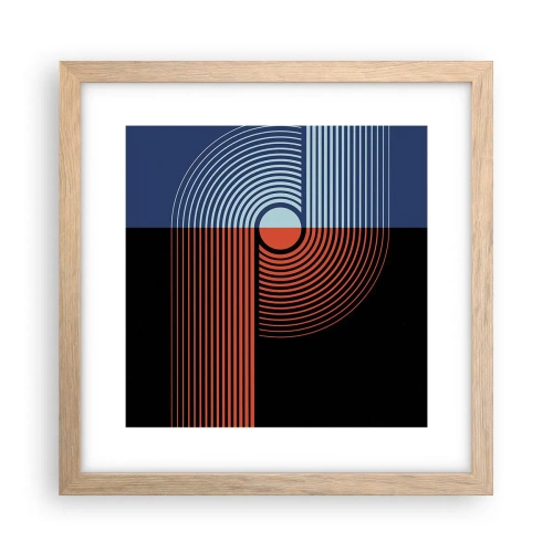 Plakat i ramme af lyst egetræ - I en geometrisk omfavnelse - 30x30 cm