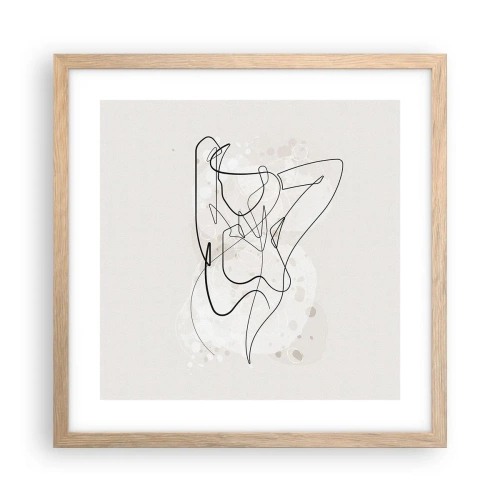 Plakat i ramme af lyst egetræ - Forførelsens kunst - 40x40 cm