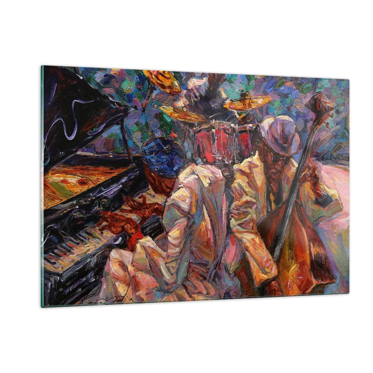 Billede på glas - I én rytme - 120x80 cm