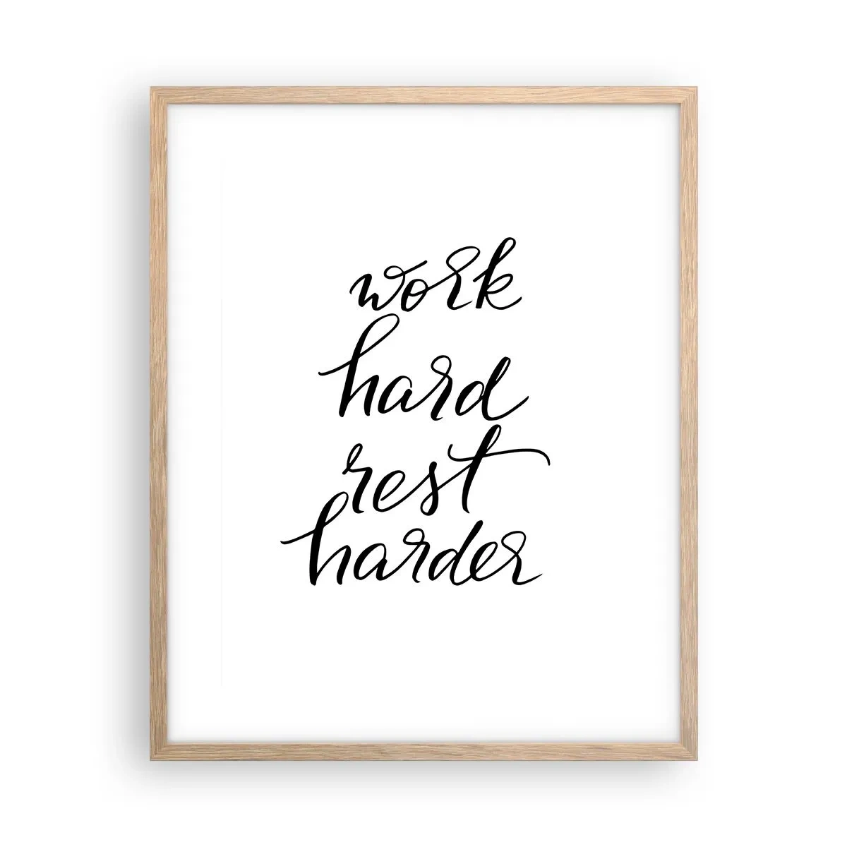 Plakat i ramme af lyst egetræ - Balance i livet - 40x50 cm