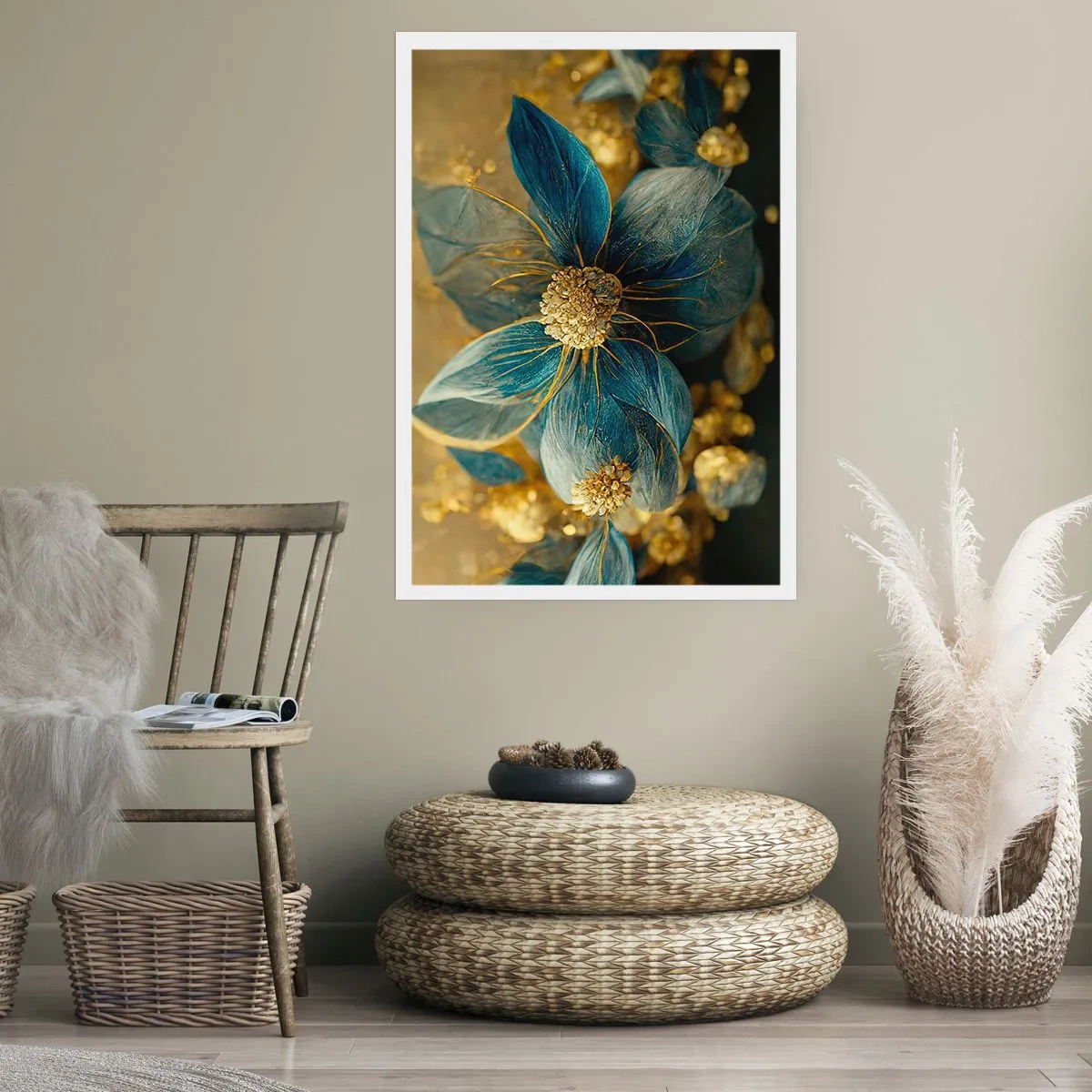 Plakat - Blomstre med guld - 30x40 cm